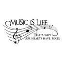 Imprinted Designs Music Is Life. That’s Why Our Hearts Have Beats Vinyl Wall Decal Sticker Art 31" X 72" (2.5 Ft X 6 Ft) 1