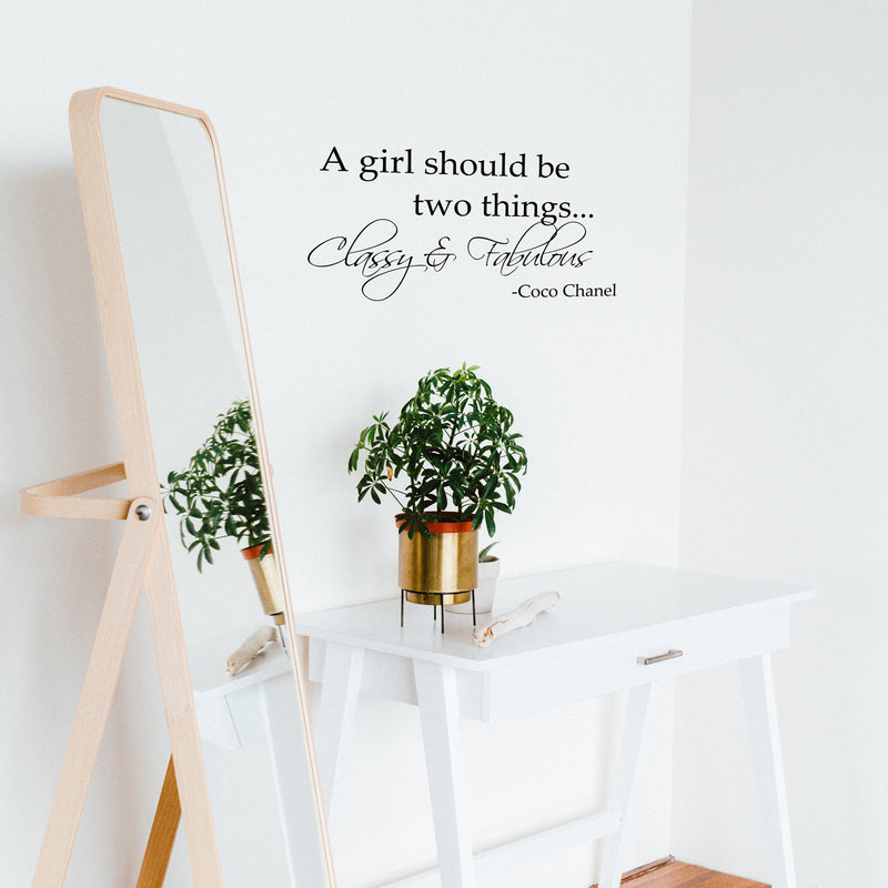 Imprinted Designs A Girl Should Be Two Things. Coco Chanel Vinyl Wall Decal (Small 10" x 23) 2