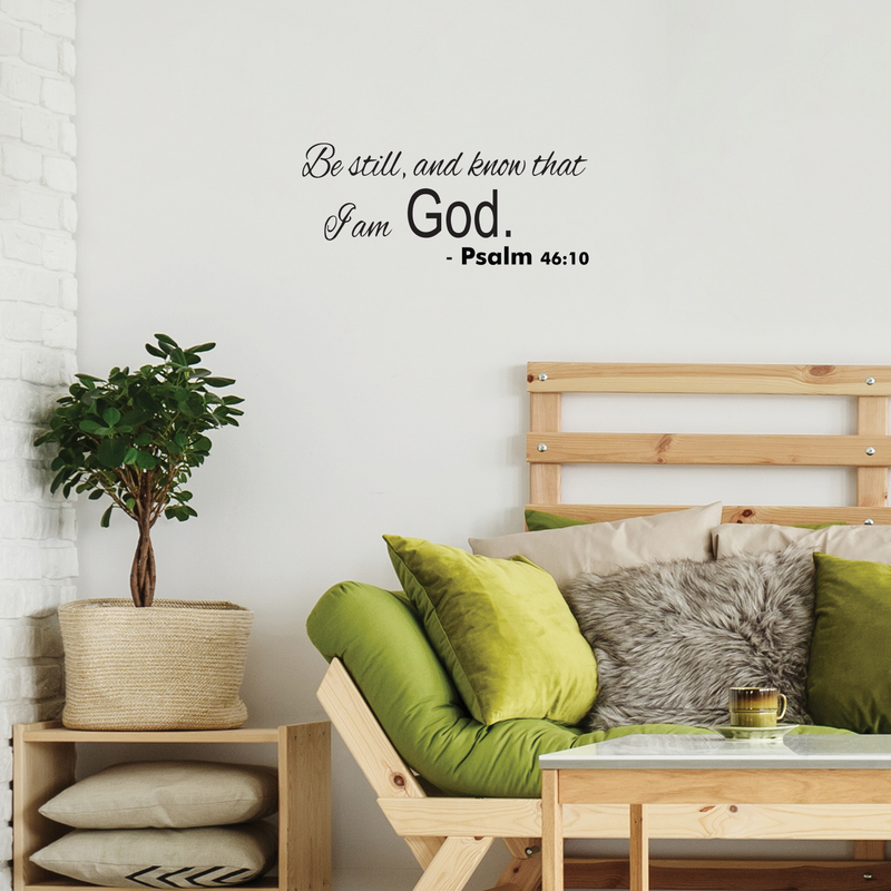 Be Still and Know That I Am God - Psalm 46:10 - Vinyl Wall Decal Sticker Art - 9" x 23" - Religious Vinyl Decal - Living Room Vinyl Decal Decoration - Removable Vinyl Sticker 2