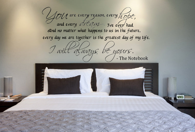 Imprinted Designs I’ll Always Be Yours. The Notebook Quote Vinyl Wall Decal Sticker Art (Extra Large 20" X 42") 2