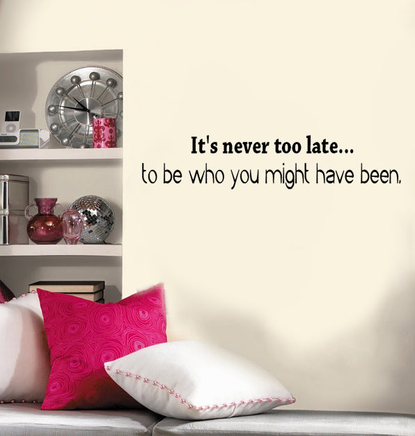 It's Never Too Late... to Be Who You Might Have Been - Inspirational Vinyl Wall Decal Sticker Art - 4. Motivational Quote Sticker 2