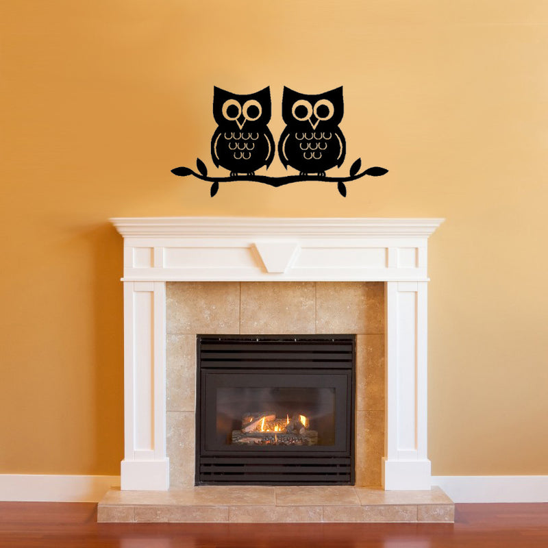 Imprinted Designs Two Owls on a Branch Vinyl Wall Decal Nursery Owl 1