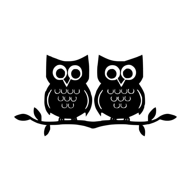 Two Owls on a Branch Vinyl Wall Decal - Nursery Room Owl Decoration - Cute Vinyl Decal - Animal Vinyl Stickers - Living Room and Bedroom Vinyl Decal Wall Decoration 1