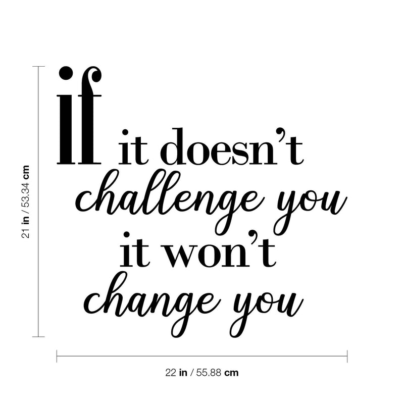 If it doesn't challenge you; it won't change you.. Inspirational Quote Vinyl Wall Art Decal - Decoration Vinyl Sticker 4