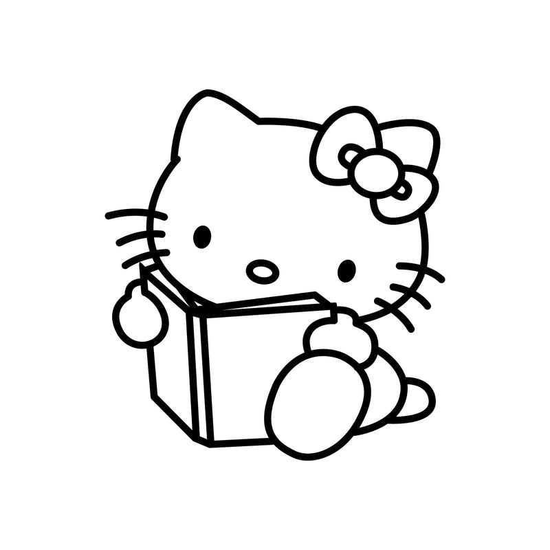 Imprinted Designs Reading Hello Kitty Inspired Wall Decal Sticker Art Mural 1