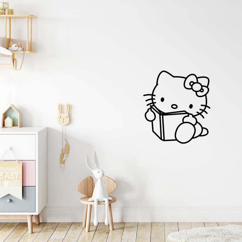 Imprinted Designs Reading Hello Kitty Inspired Wall Decal Sticker Art Mural 1