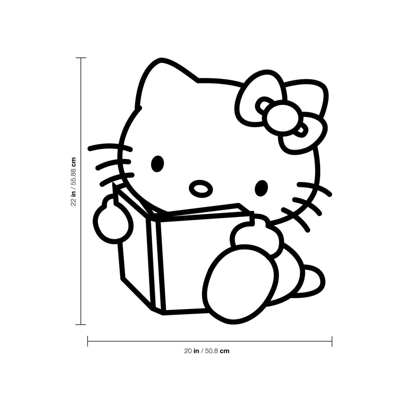 Reading Hello Kitty Inspired Wall Decal Sticker Art Mural - Cute Vinyl Decal Sticker - Girls Vinyl Decal Room Decoration 4