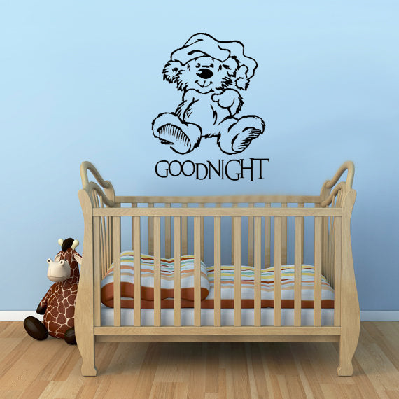 Goodnight Bear Vinyl Wall Decal - Baby Nursery Vinyl Decal Wall Decoration - Kids Room Vinyl Decal Sticker 2