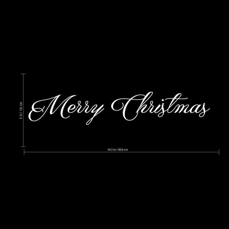 Merry Christmas Front Door Vinyl Wall Art Decal - 3" x 16.5" Holiday Seasonal Decoration Vinyl Sticker - White 2