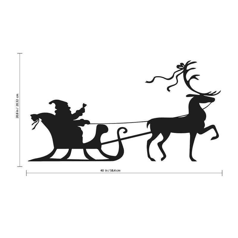 Christmas Holiday Santa's Sleigh and Reindeer Vinyl Wall Art Decal - 20.8" x 40" Decoration Vinyl Sticker 4