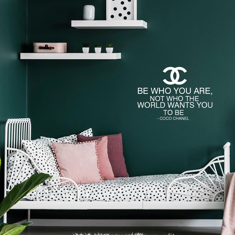 Vinyl Wall Art Decal - Be Who You are Not Who The World Wants You to Be - 33"x 23" - Coco Chanel Inspirational Quote for Home Bedroom Living Room Office Work Apartment Decor (33" x 23"; White) 3