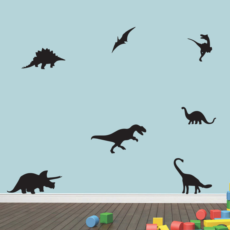 7 Pack Dinosaurs Vinyl Wall Art Stickers - 5" x 12" - Boy’s Room Wall Decor- Cute Vinyl Sticker Decals - Nursery Room Dino Decorations 2