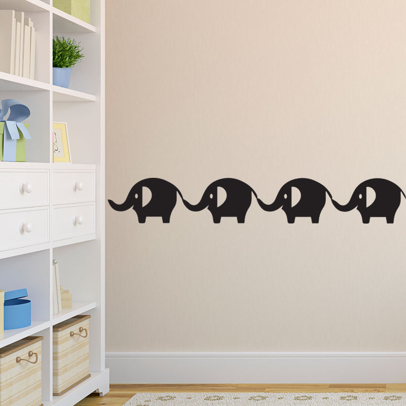 Baby Elephants Vinyl Wall Art Stickers - 5" x 31" - Boy’s Room Wall Decor- Cute Vinyl Sticker Decals - Nursery Room Elephant Decorations - Baby Shower Decor Girls Room Poster Animal Elephants 2