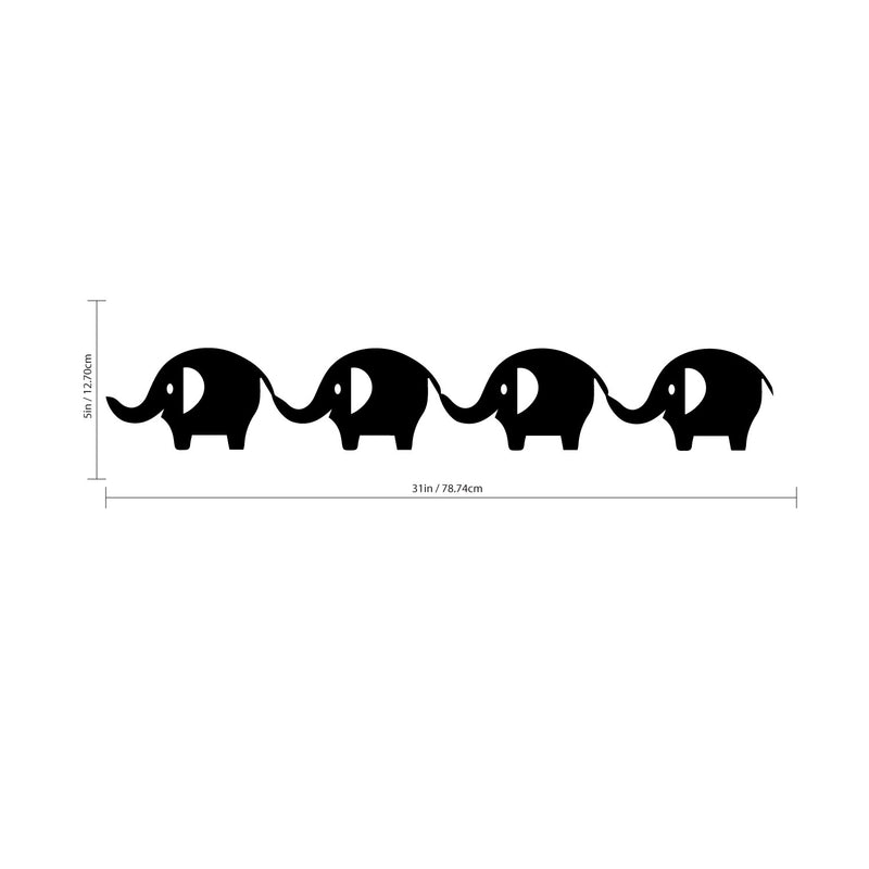 Baby Elephants Vinyl Wall Art Stickers - 5" x 31" - Boy’s Room Wall Decor- Cute Vinyl Sticker Decals - Nursery Room Elephant Decorations - Baby Shower Decor Girls Room Poster Animal Elephants 5