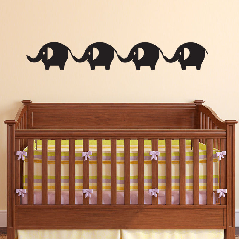 Baby Elephants Vinyl Wall Art Stickers - 5" x 31" - Boy’s Room Wall Decor- Cute Vinyl Sticker Decals - Nursery Room Elephant Decorations - Baby Shower Decor Girls Room Poster Animal Elephants 4