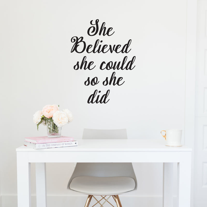 She Believed She Could So She Did- Inspirational Life Quotes - Wall Art Decal - 29" x 22" Decoration Vinyl Sticker - Bedroom Living Room Wall Decor - Apartment Wall Decoration - Peel Off Stickers 3