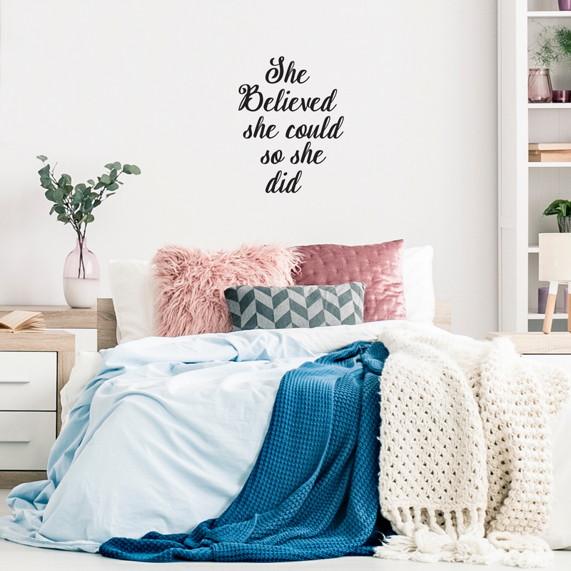 She Believed She Could So She Did- Inspirational Life Quotes - Wall Art Decal - Decoration Vinyl Sticker - Bedroom Living Room Wall Decor - Apartment Wall Decoration - Peel Off Stickers 2