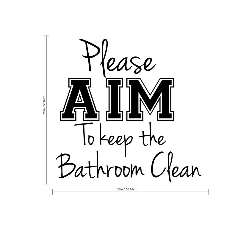 Please AIM To Keep The Bathroom Clean - Wall Art Decal - Funny Bathroom Art - Peel Off Vinyl Stickers - Trendy Decals 4