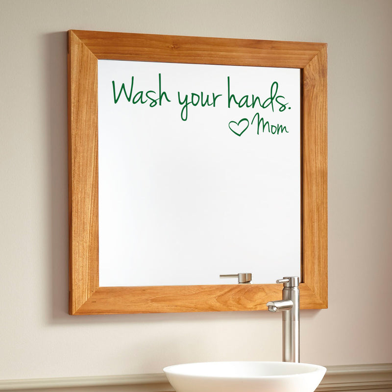 Printique Wash Your Hands Love Mom Quote Bathroom Wall Stickers Waterproof Art Vinyl Decal Bathroom Wall Decor (8" x 18"; Green) 2