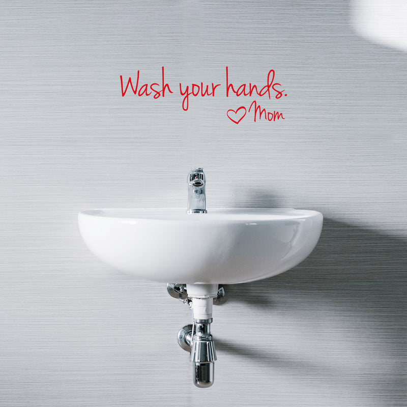 Printique Wash Your Hands Love Mom Quote Bathroom Wall Stickers Waterproof Art Vinyl Decal Bathroom Wall Decor (8" x 18"; Green) 2