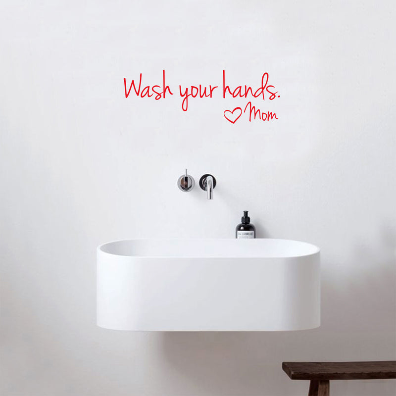 Printique Wash Your Hands Love Mom Quote Bathroom Wall Stickers Waterproof Art Vinyl Decal Bathroom Wall Decor (8" x 18"; Green) 3