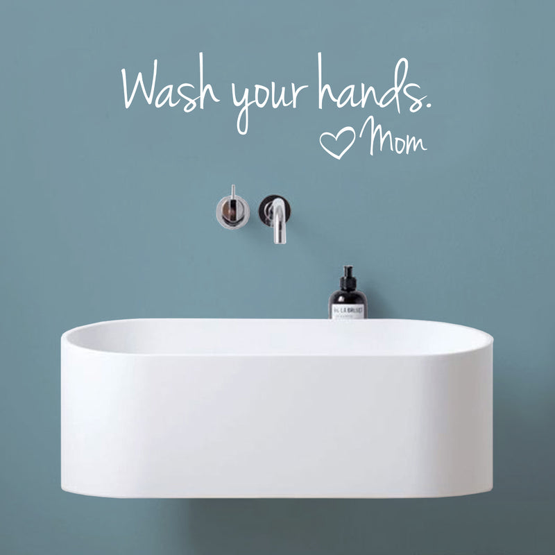 Printique Wash Your Hands Love Mom Quote Bathroom Wall Stickers Waterproof Art Vinyl Decal Bathroom Wall Decor (8" x 18"; Green) 2