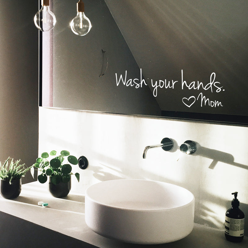 Printique Wash Your Hands Love Mom Quote Bathroom Wall Stickers Waterproof Art Vinyl Decal Bathroom Wall Decor (8" x 18"; Green) 3