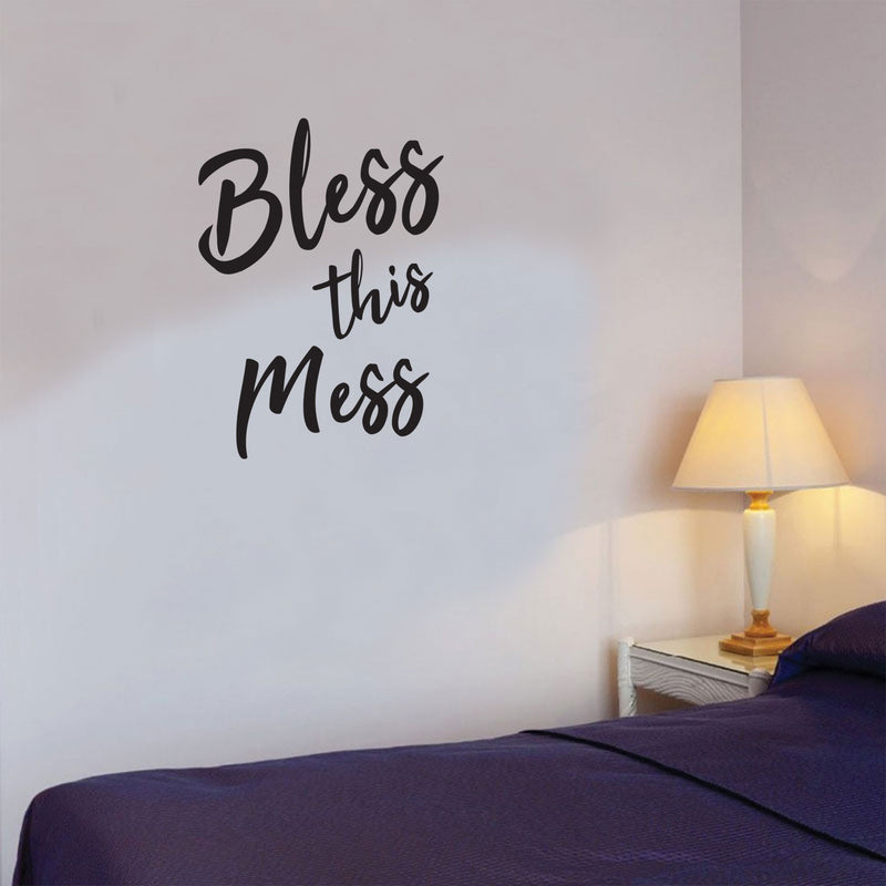 Bless This Mess - Funny Quotes - Wall Art Decal Home Decoration Vinyl Stickers - Bedroom Living Room Wall Decor - Trendy Wall Art 2