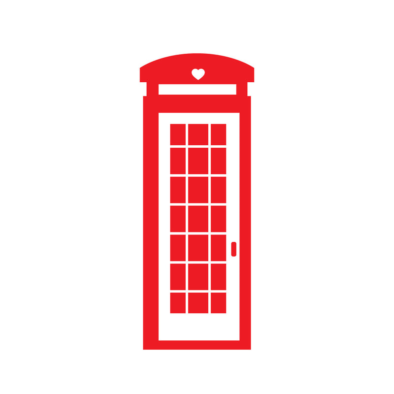 British Telephone Booth - Wall Art Decal - 60" x 23" - Bedroom Living Room Wall Art Decoration - Apartment Wall Decor - Decorative Vinyl Wall Skins (60" x 23"; Red) 1