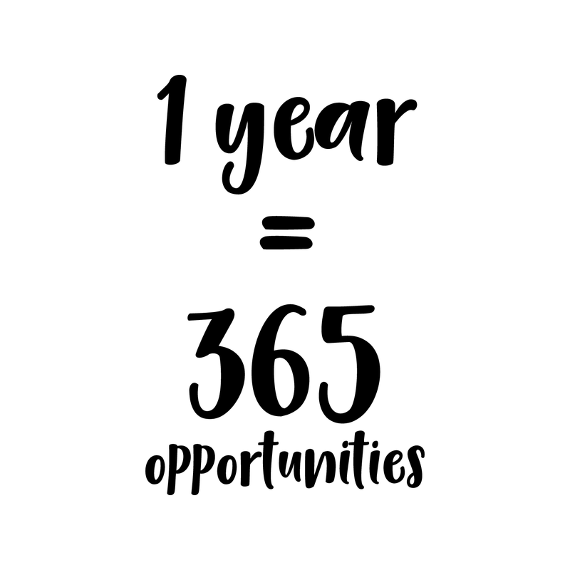 1 Year Equals 365 Opportunities - Inspirational Quotes Wall Art Vinyl Decal - 22" X 15" Decoration Vinyl Sticker - Motivational Wall Art Decal - Bedroom Living Room Decor - Trendy Wall Art 1