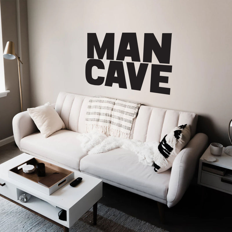 Man Cave - Funny Quotes Wall Art Vinyl Decal - 20" X 33" Decoration Vinyl Sticker - Men’s Humor Quotes Wall Art Decal - Bedroom Living Room Decor - Trendy Wall Art 1