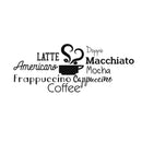Coffee Mocha Latte Cappuccino Words Sign- Wall Art Decal 16" x 40" Decoration Wall Art Vinyl Sticker - Kitchen Wall Art Decor - Funny Coffee Lovers Quotes Wall Decor - Café Decals - Coffee Shop Sign 1