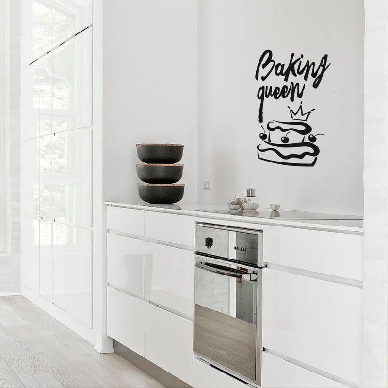 Baking Queen Sign - Kitchen Quotes Wall Art Vinyl Decal - 28" X 18" Decoration Vinyl Sticker - Cute Kitchen Wall Decor - Trendy Wall Art 1