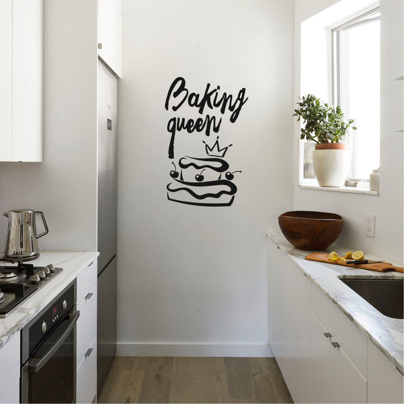 Baking Queen Sign - Kitchen Quotes Wall Art Vinyl Decal - 28" X 18" Decoration Vinyl Sticker - Cute Kitchen Wall Decor - Trendy Wall Art 2