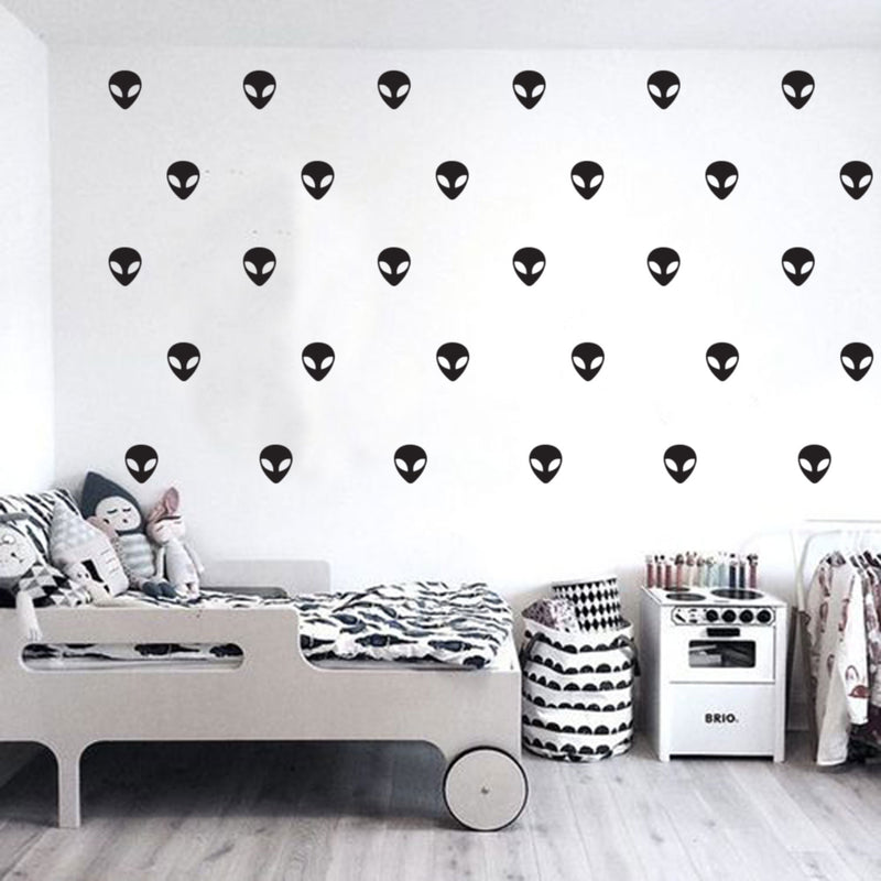 30 Pack - Aliens UFO Vinyl Wall Art Stickers - each - Boys Room Alien Vinyl Wall Decals - Outerspace Martians Vinyl Peel Off Stickers 2