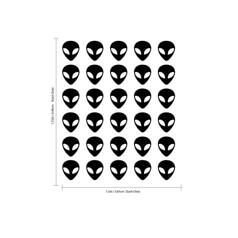 30 Pack - UFO Aliens Vinyl Wall Art Stickers - 1.75" x 1.5" Each - Boys Room Alien Vinyl Wall Decals - Outer Space Martians Vinyl Peel Off Decals 4