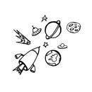 10 Pack - Outer Space Rocket Ship Vinyl Wall Art Stickers - 18" x 20" - Boys Room UFO Spaceship Vinyl Wall Decals - Kids Universe Peel Off Stickers Decor - Childrens Room Planets Sticker Decal 4