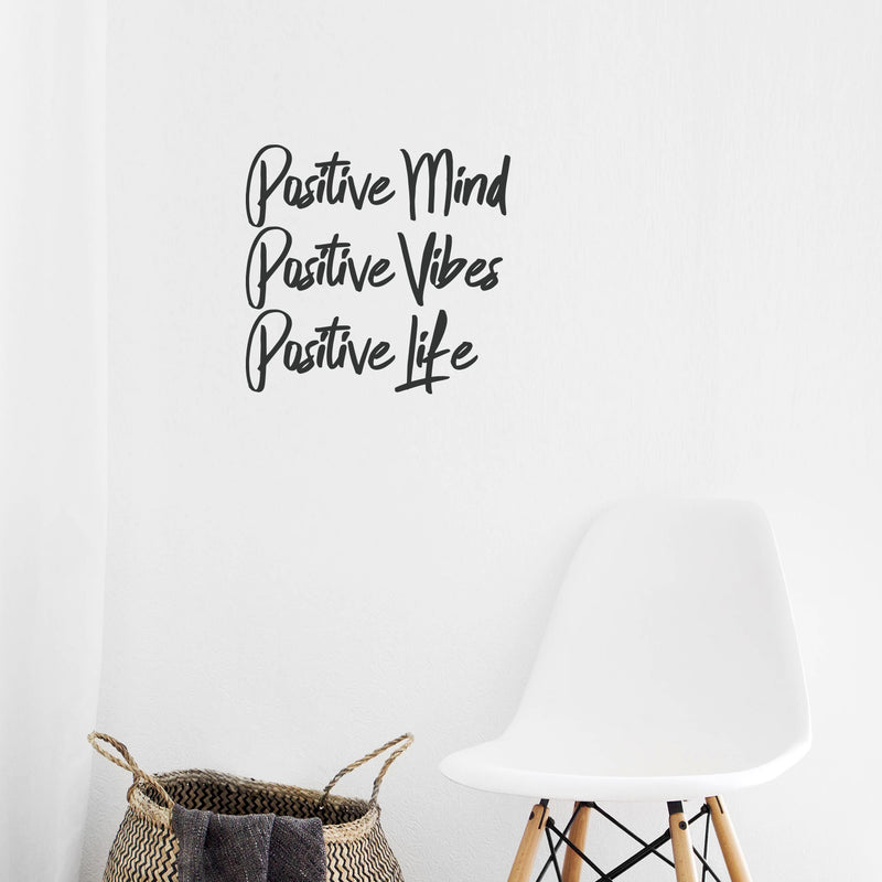 Positive Mind; Positive Vibes; Positive Life - Inspirational Quotes Wall Art Vinyl Decal - 19" x 20" Decoration Vinyl Stickers - Motivational Wall Art Decals - Bedroom Living Room Vinyl Wall Decor 3