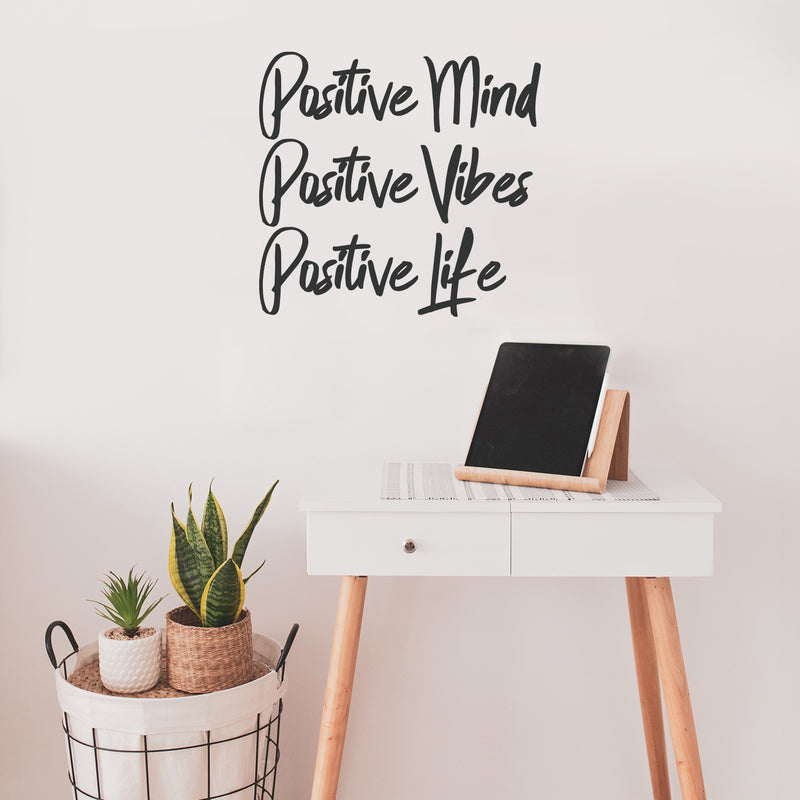 Positive Mind; Positive Vibes; Positive Life - Inspirational Quotes Wall Art Vinyl Decal - 19" x 20" Decoration Vinyl Stickers - Motivational Wall Art Decals - Bedroom Living Room Vinyl Wall Decor 2