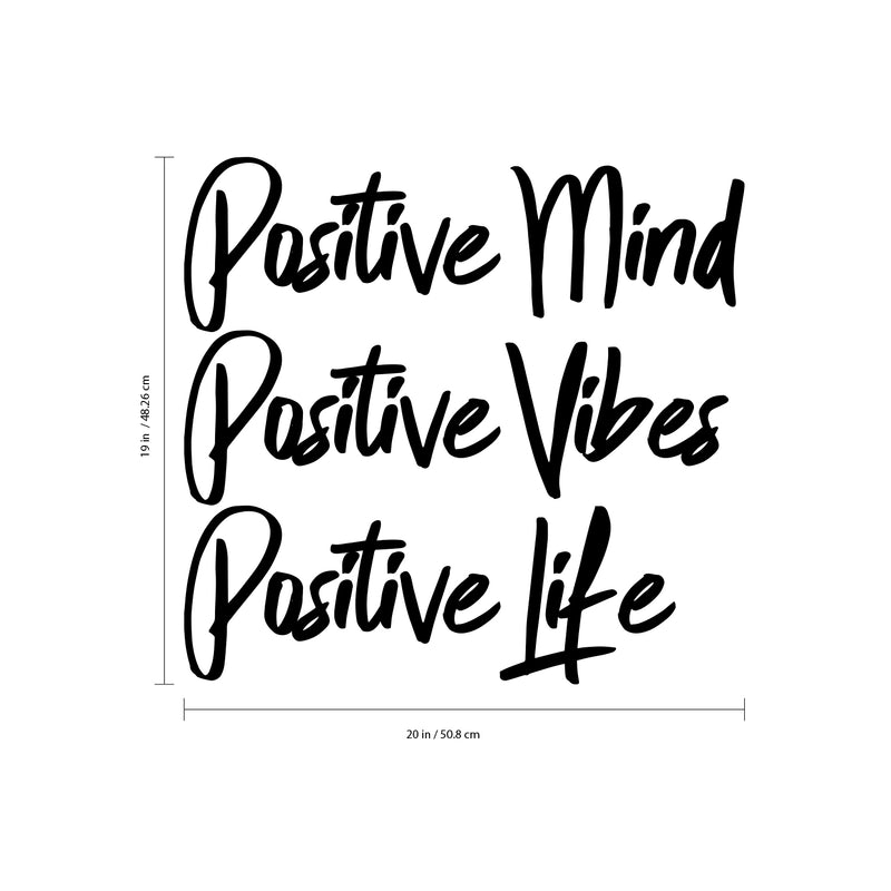 Positive Mind; Positive Vibes; Positive Life - Inspirational Quotes Wall Art Vinyl Decal - Decoration Vinyl Stickers - Motivational Wall Art Decals - Bedroom Living Room Vinyl Wall Decor 4