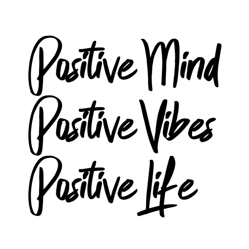 Positive Mind; Positive Vibes; Positive Life - Inspirational Quotes Wall Art Vinyl Decal - Decoration Vinyl Stickers - Motivational Wall Art Decals - Bedroom Living Room Vinyl Wall Decor 1