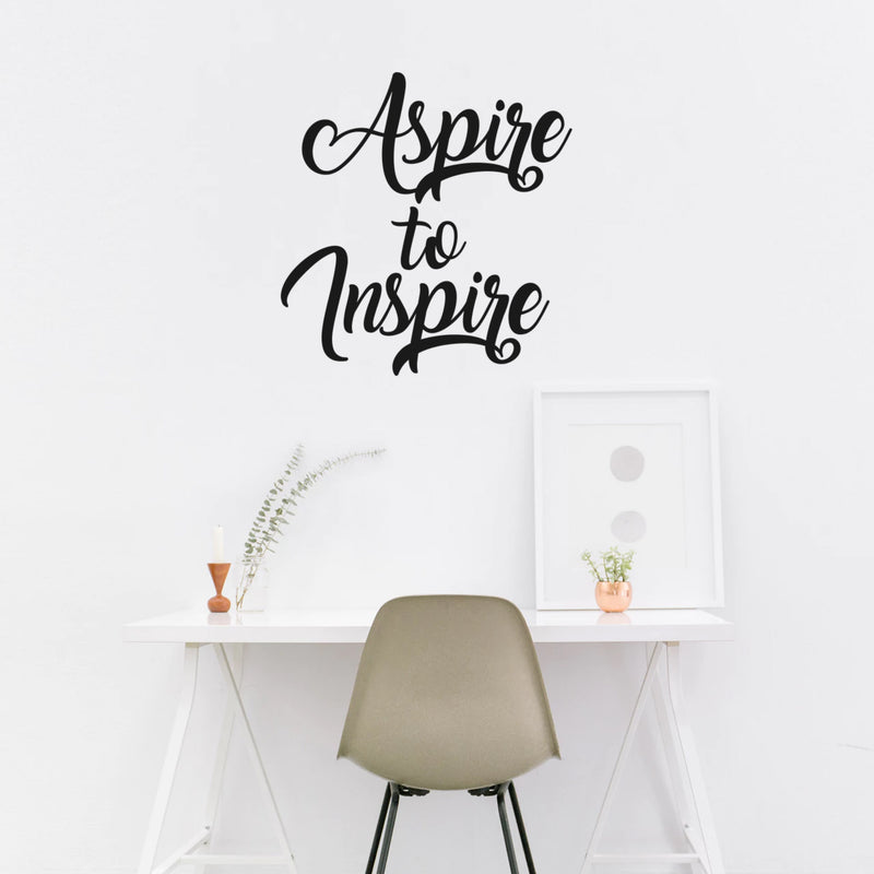 Aspire To Inspire - Inspirational Quotes Wall Art Vinyl Decal 20" x 20" Decoration Vinyl Sticker - Motivational Wall Art Decal - Living Room Bedroom Vinyl Decals - Life quotes vinyl sticker wall decor 2