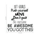 Set Goals; Push Yourself; Don't Quit - Inspirational Quotes Wall Art Vinyl Decal - Gym Quotes Decoration Vinyl Sticker - Motivational Wall Art Decal - Life quotes vinyl sticker wall decor 4
