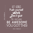 Set Goals; Push Yourself; Don't Quit - Inspirational Quotes Wall Art Vinyl Decal - 24" x 23" Gym Quotes Decoration Vinyl Sticker - Motivational Wall Art Decal - Life quotes vinyl sticker wall decor 4