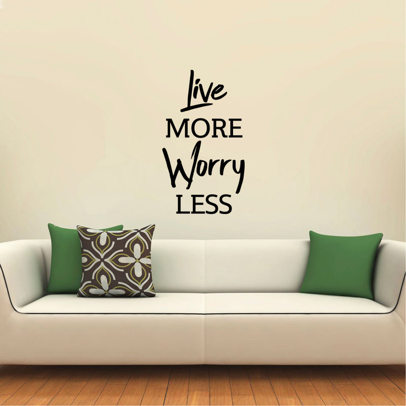 Live More; Worry Less - Inspirational Quotes Wall Art Vinyl Decal - 20" x 13" Decoration Vinyl Sticker - Living Room Motivational Wall Art Decal - Life Quotes Vinyl Sticker Wall Decor 1