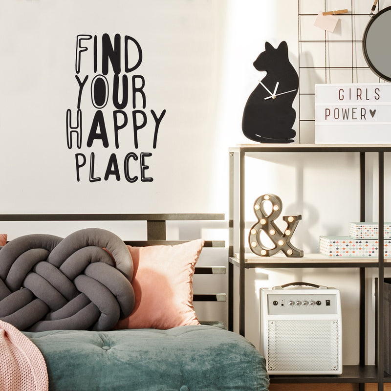 Find Your Happy Place - Inspirational Quotes Wall Art Vinyl Decal - Decoration Vinyl Sticker - Living Room Motivational Wall Art Decal - Life quotes vinyl sticker wall decor 3