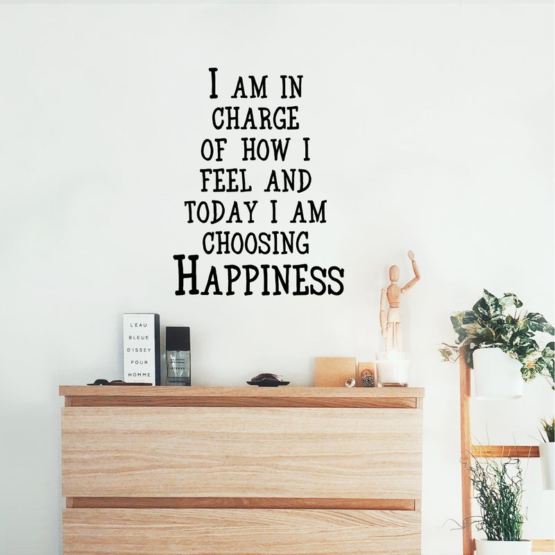 Inspirational Quotes Wall Art Vinyl Decal- I Am in Charge of How I Feel and Today I’m Choosing Happiness - 27" x 20" - Living Room Bedroom Motivational Wall Art Decal Removable Stickers 3