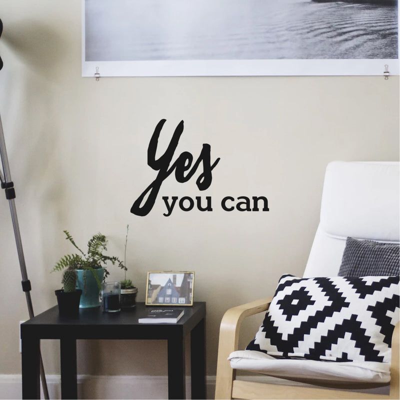 Yes You Can - Inspirational Quote Wall Art Vinyl Decal - 14" x 20" - Living Room Motivational Wall Art Decal - Life quote vinyl sticker wall decor - Bedroom Vinyl Sticker Decor 1