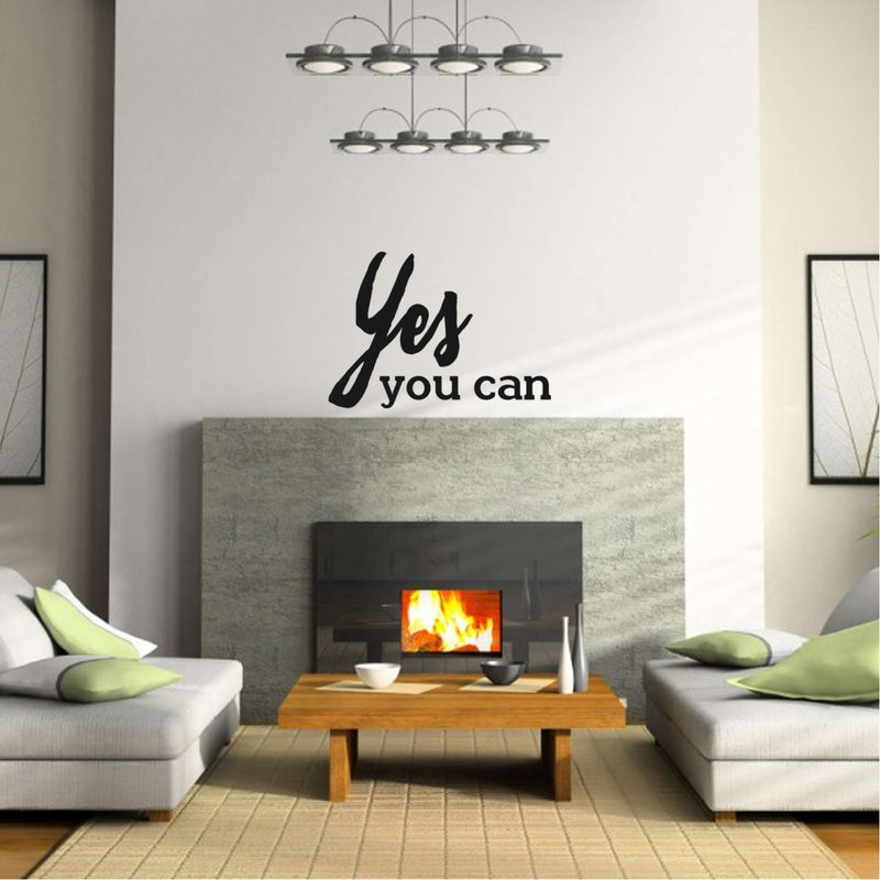 Yes You Can - Inspirational Quote Wall Art Vinyl Decal - Living Room Motivational Wall Art Decal - Life quote vinyl sticker wall decor - Bedroom Vinyl Sticker Decor 2