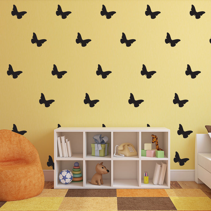 Set of 30 Butterflies Vinyl Wall Art Decals - Bedroom Vinyl Wall Decor Stickers - Apartment Vinyl Decal Decor - Kids Room Butterfly Pattern Vinyl Wall Art (5" x 5"; Orange) 2